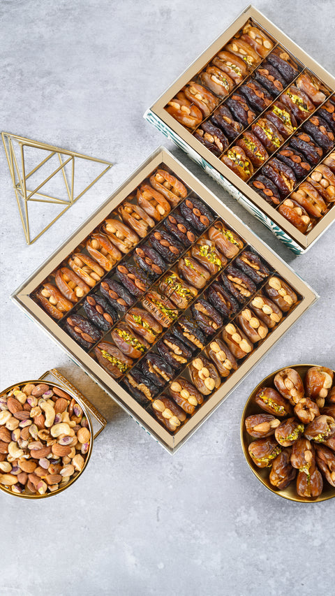 Box of dates stuffed with nuts